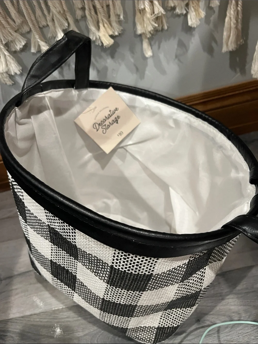 Black & White Buffalo Check Storage Bin with Handles